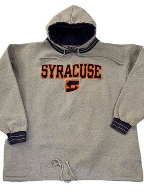Vintage 80s 90s Syracuse University Hoodie Gray Heavyweight Embroidered XL
